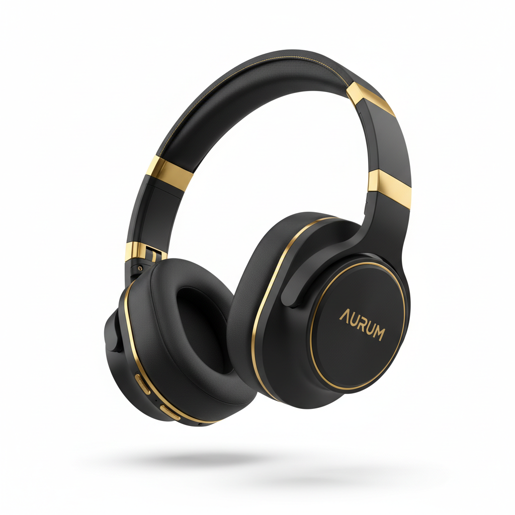 Vonz Pro Wireless Headphones - Matte black with gold accents